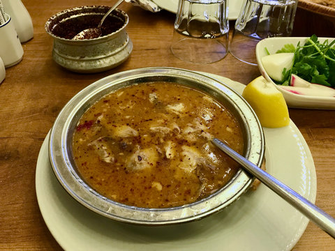 Traditional Turkish Soup Kelle Paca also called Beyran