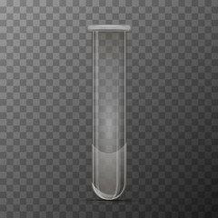 Realistic transparent flask for chemicals experiments on transparent background