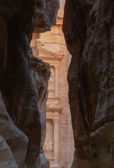 Petra canyon treasure temple in Jordan