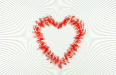 Abstract dynamic digital effect red heart background