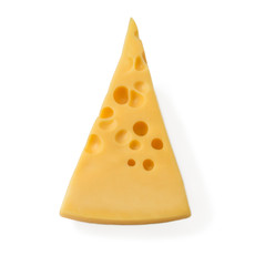 Piece  cheese isolated on a white background 