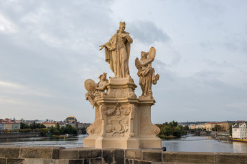 Fototapeta na wymiar Baroque Statues on the Prague Charles Bridge