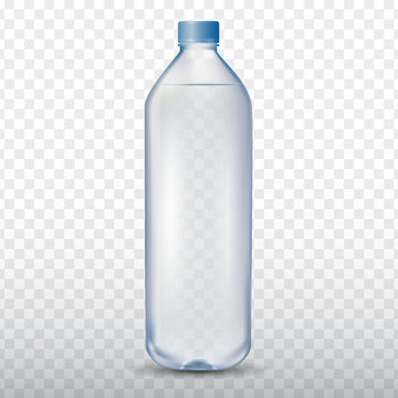 Transparent Plastic Bottle With Water Crown And Splashes In Gray