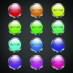 Vector image of web buttons on black background
