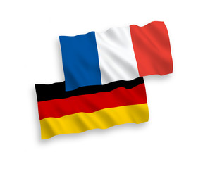 Flags of France and Germany on a white background