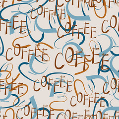 Obraz premium Seamless pattern with coffee cups and text.