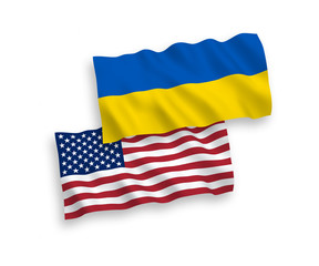 Flags of Ukraine and America on a white background