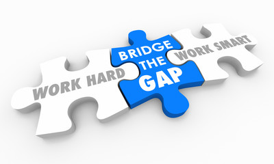 Work Hard Vs Smart Bridge the Gap Puzzle Pieces 3d Illustration