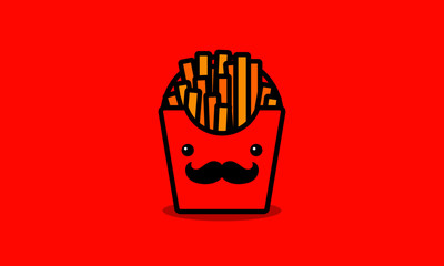 French Fries Packet with Smiley Face Vector Illustration