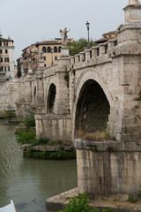 Obraz premium Ponte Sant'Angelo, once the Aelian Bridge or Pons Aelius (meaning the Bridge of Hadrian), bridge in Rome, Italy, spanning the river Tiber with five arches