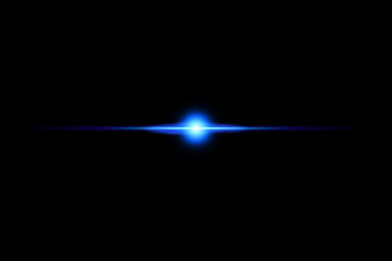 Shape, Single Line, Light Beam, Spotlight, Star. Blue neon lines with light effects isolated on black transparent background. Vector illustration