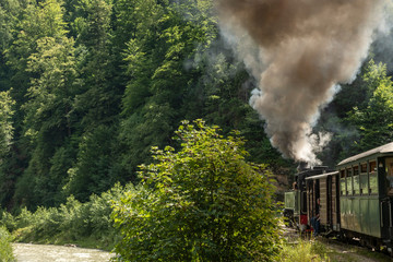 Obraz na płótnie Canvas July 4, 2018 - Mocanita Steam Train in Vaser Valley, Bucovina, Romania