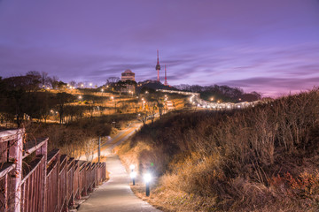 Obraz premium Twilight namsan park,seoul south korea.