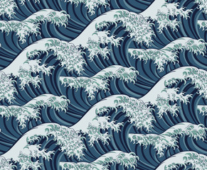 Eine japanische große Wellenmuster drucken nahtlose Hintergrundillustration
