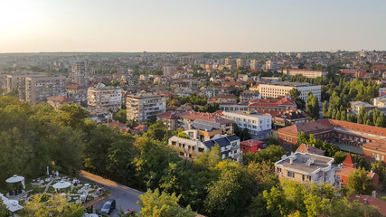 Fototapeta na wymiar Amazing panoramic view of City of Haskovo - from Monument of Virgin Mary , Bulgaria