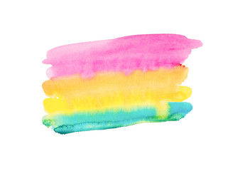 watercolor ombre stripe background, element isolated on white color . hand draw illustration for text, tag,package, print, invitation . color like green, olive, yellow, orange, turquoise, coral, pink