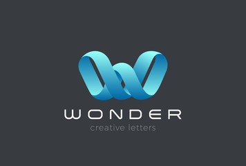 Letter W Logo Ribbon design vector Typography Font Monogram icon