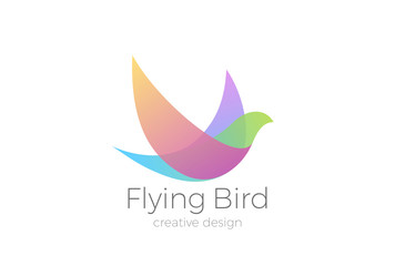 Flying Bird Logo Elegant vector. Dove Cosmetics Fashion Luxury