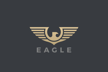 Eagle Wings Logo design vector Heraldic. Falcon Hawk Flying icon