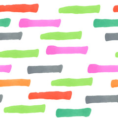 Vector seamless pattern, color stripes, watercolor marker. Abstract color spots