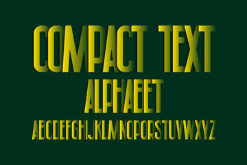 Compact text alphabet. Yellow paper cut letters letters font. Isolated english alphabet.