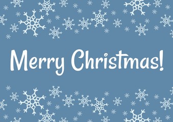 Naklejka na ściany i meble Merry Christmas winter snowflakes postcard. Vector holiday greeting card