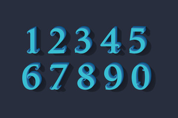 Royal vector numbers in 3d vintage style.