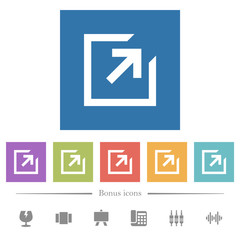 Export with inner arrow flat white icons in square backgrounds