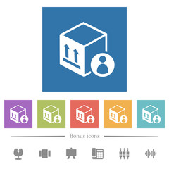 Package recipient flat white icons in square backgrounds