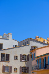 Fototapeta na wymiar Typical traditional south French mediteranian houses at summer day