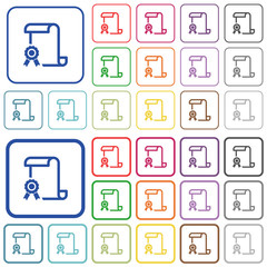 Scroll with certificate on left outlined flat color icons