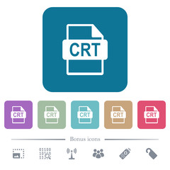 CRT file format flat icons on color rounded square backgrounds