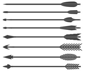 Arrows for bow. Set of vector illustrations isolated on white background. - 242283915