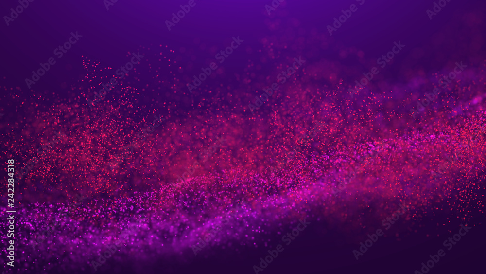 Poster wave glow. wave of particles. wave 3d. 3d rendering. futuristic dots background with a dynamic wave.