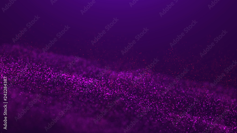 Poster wave glow. wave of particles. wave 3d. 3d rendering. futuristic dots background with a dynamic wave.