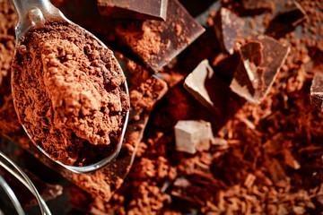 chocolate and dark background space 