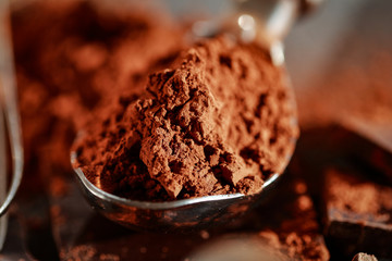 chocolate and dark background space 