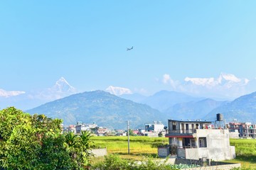 Nature Scenery of Pokhara with View of the Himalayas Mountain Range