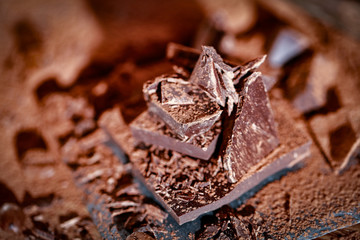 chocolate and dark background space 