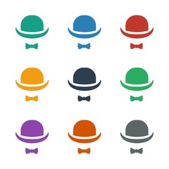hat and moustache icon white background