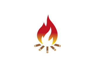 fire, burning wood, campfire logo
