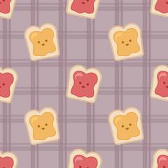 Slice of bread toast with honey and jam pattern