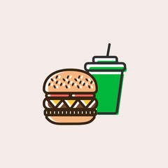 Burger and soft drink icon