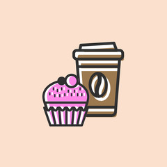 Coffee and muffin icon