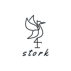 Fototapeta premium stork logo line art monoline outline vector illustration