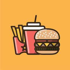 Soda, burger and fries icon