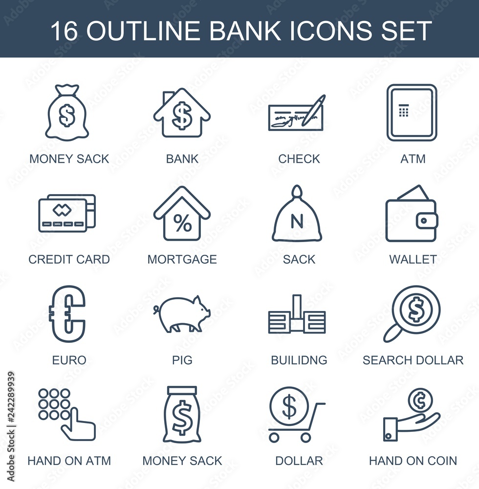 Wall mural 16 bank icons