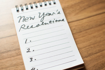New year's Resolution handwritten on a notepad
