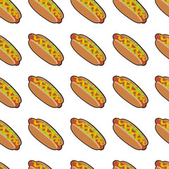 Pattern with delicious hotdog