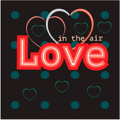 Neon sign, the word Love with heart on dark background. Design element for Happy Valentine's Day. Ready for your design, greeting card, banner. illustration.